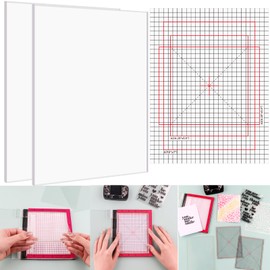 2PCS 6.5x8.5" Photopolymer Grip Mat with 4PCS Printed Guides for Stamping,Multi-Use Non-Slip Sticky Mats Fit In Stamp Positioning Tool for Card Making Hold Your Cardstock In Place When Stamping