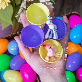24pcs Prefilled Easter Egg with Mini Animal Toy ide  for Hunt Basket Filler Filled Bulk Goody Bag Stuffers Filling Treats Party Favor Supplies Kid