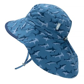 Jan & Jul UV 50+ Quick-Drying Lightweight Sun Hat with Neck Protection and Wide Brim for Babies/Toddlers/Children - Shark with marine trimming