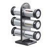 Zevro Powder Coated Metal Magnetic Spice Stand 6 Canisters, Silver/