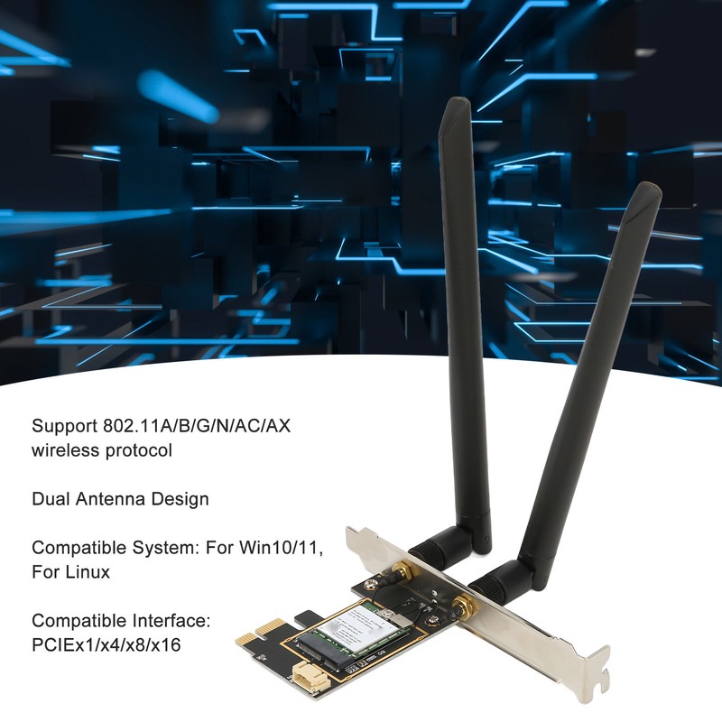 PCIe Network Card 1800Mbps BT5.2 2.4G/5Ghz Dual Antenna MU MIMO