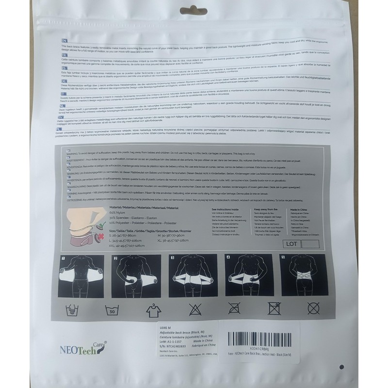 NeoTech Care Back Brace - Breathable & Adjustable Support for