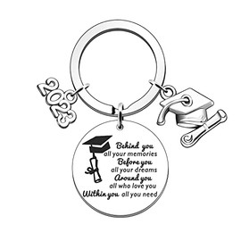 FMCC Graduation Gifts for Her Him- 2023 Graduation Gifdts for Daughter Best Friends High School Colleagues Graduation Gift Keyring Behind You All Your Memories