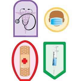 Medical Mini Accent Variety Pack, 3" x 3", (9 Each of 4 Designs(Stethoscope, Syringe, Face Mask, Bandage) 36 Accents Pack for Medical, Dr.s, Nurses, Hospitals, Kids Health, More