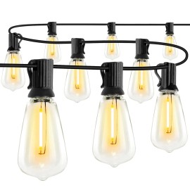WYZM 50FT ST38 LED Out String light 25+2Bulbs 2700K IP65 Waterproof Pulg-in E12
