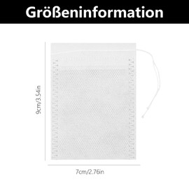 Pack of 200 Tea Bags for Loose Tea, Tea Filters for Loose Tea, Loose Tea, Filter Bags, Disposable Tea Bags with Drawstring, for Loose Tea, Spices, Coffee, Herbal Powder (White)