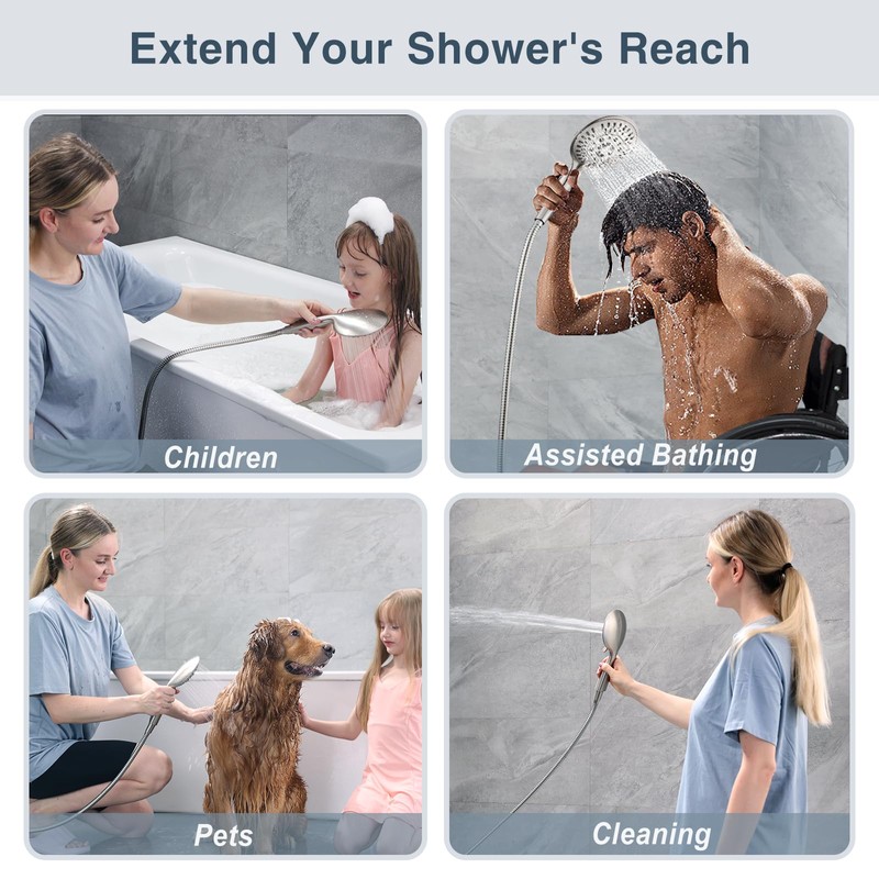 BRIGHT SHOWERS Shower Hose For Hand Held Shower Heads, 96