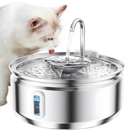 JUHANI Fuente de Agua para Gato, 3.2L Bebedero para Gato Perro, Ventanilla Transparente con Luz LED
