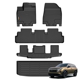 Binmotor-All Weather Floor Mats Cargo Liner Set for for Nissan Pathfinder 2022 2023 2024 2025, 7 Passenger, 3 Rows with Cargo Trunk Mat, Car Mats for Nissan Pathfinder Accessories