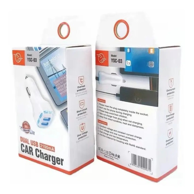 Cargador Usb 5v Doble Dual Para Auto Vehículo Coche Carga