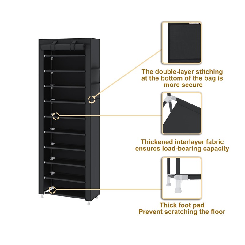 UDEAR 10-Tier Free Standing Shoe Rack Sturdy Shoe Rack Organizer