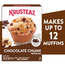 Krusteaz Chocolate Chunk Muffin Mix, With Real Chocolate, No Artificial Flavors or Preservatives, 18.25-ounce Boxes (Pack of 12)