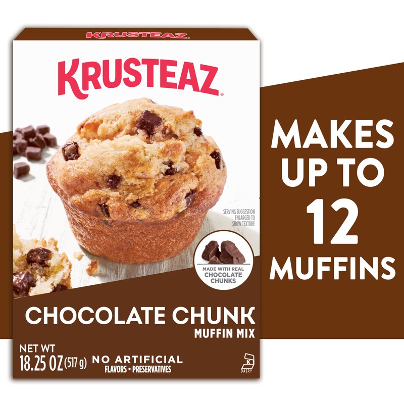 Krusteaz Chocolate Chunk Muffin Mix, With Real Chocolate, No Artificial