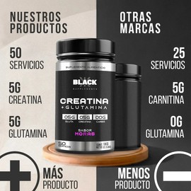 Black Creatina  Glutamina 1 Kg 50 Servicios Varios Sabores