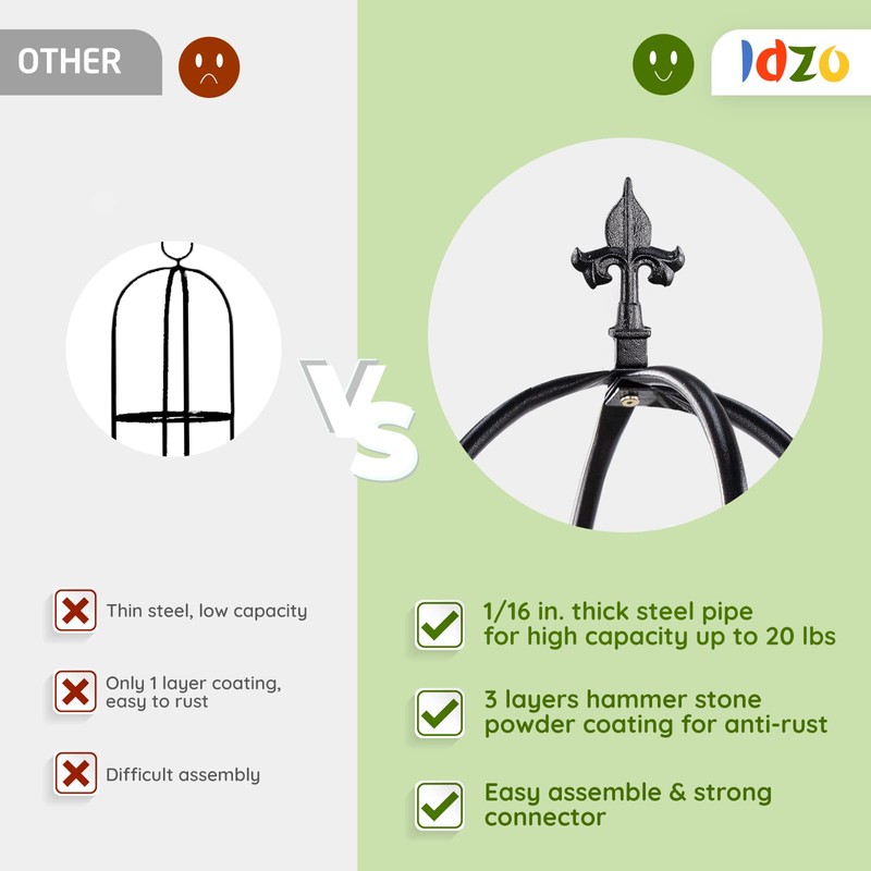 Idzo 100% Metal Obelisk Trellis for Climbing Plants Outdoor 6ft