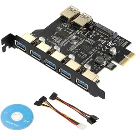 YABOANG 7 Ports PCIe Card USB 3.0 PCIe Expansion Card,USB 3.1 3.2 Gen1 Internal Hub Converter Controller Cards 5Gbps for Desktop PC Windows XP/Vista /7/8/10/ Linux