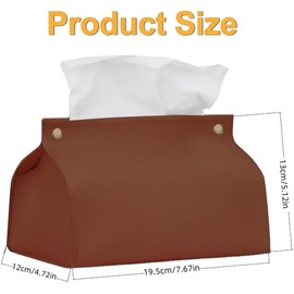 Tissue Box Cover, Refined Modern PU Leather Tissue Box Holder Rectangular Tissue Box Covers for Kleenex, Napkin, Tissue Holder for Bathroom Car Home Office (Brown)