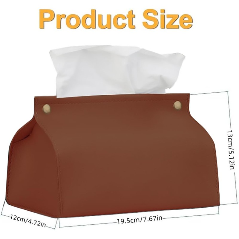 Tissue Box Cover, Refined Modern PU Leather Tissue Box Holder