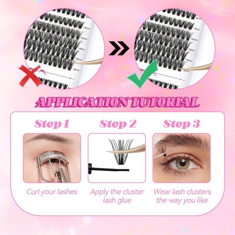 Cluster Lashes D Curl Lash Clusters 280 Pcs Lash Extension