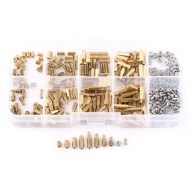 Fafeicy M2 Brass Standoffs, Waterproof Rust Resistant Hex Support Nut Assortment, Brass and 304 Stainless Steel Material, with Transparent Plastic Box (Set C)