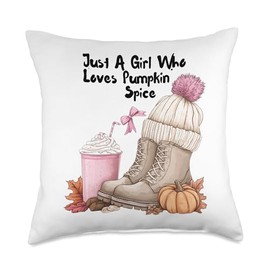 Just a Girl Who Loves Pumpkin Spice - Cute Fall-Themed Throw Pillow