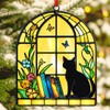 Black Cat & Book Christmas Ornament 2024, Book Lovers Gifts,