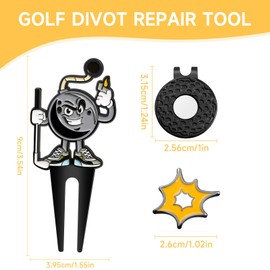 Jecten Funny Divot Repair Tool Gift Set, Cute Bomer Magnetic Ball Marker with Divot Tool, Enamel Golf Ball Marker for Putting Green, Funny Divit Golf Tool Gifts for Women Men Golf Accessorie