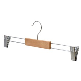 Park Lane Natural Wood Clip Hanger, Skirt Hanger, Pants Hanger, Wooden x Steel, Anti-Slip, Durable, Storage Capacity, Closet Storage