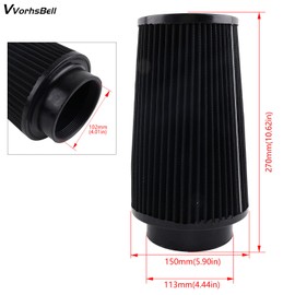 VVORHSBELL Cold Air Intake Kit，4″Cold Air Intake Pipe Kit with Oiled Filter Compatible with 2003-2007 Ford F250 F350 F450 Excursion 6.0L Powerstroke Diesel(Black)