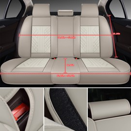 GXT Bench Seat Cover, Premium Faux Leather Bench Seat Covers for Trucks - Universal Fit for Most Sedans SUV Pick-up Truck, Durable for Long Lasting Protection(Khaki and White)