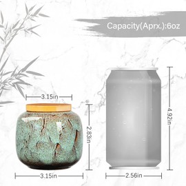 TkoYuHm 6oz Flambe Glaze Ceramic Loose Tea Canister Vintage Storage Jars with Airtight Wooden Lid Green Matcha Tin Container for Coffee Beans Condiments