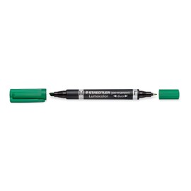 Staedtler Lumocolor Duo - Marcador permanente ,Punta redonda/fina, Verde, Pack de 10 unidades