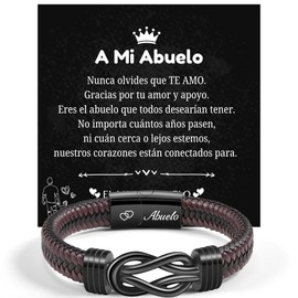 TERRISHE Armband für Herren, Geschenk für Männer, Ehemann, Freund, Papa, Valentinstag, Geschenk, Vatertagsgeschenk, geflochtenes Lederarmband für Herren, mit Gravur zum Geburtstag Jahrestag, 21 cm,