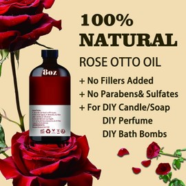 Rose Essential Oil,Roll-on Rose Oil Sets (8 Fl Oz + 0.33 Fl Oz) - 100% Natural, Scalp, Diffuser, Massage, Yoga, DIY Soap and Candle Making - Home Fragrance, Fragrance Oils, Gifts, Spa Care