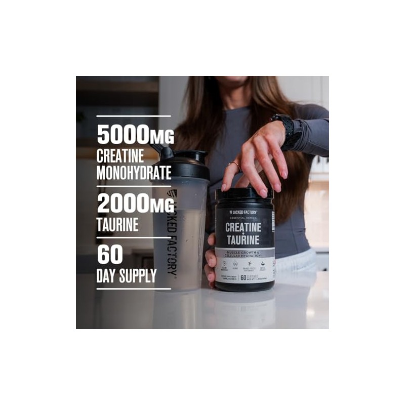 Jacked Factory Creatine + Taurine - Creatine Monohydrate 5000mg with