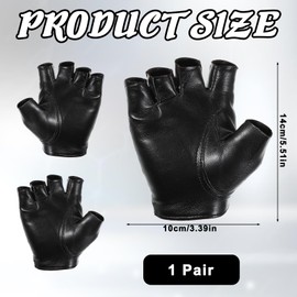 Black Leather Motorcycle Gloves, Gothic Fingerless Gloves Men Women, Fingerless Dancing Mittens Steampunk Retro Punk Biker Glove for Men Women Adults