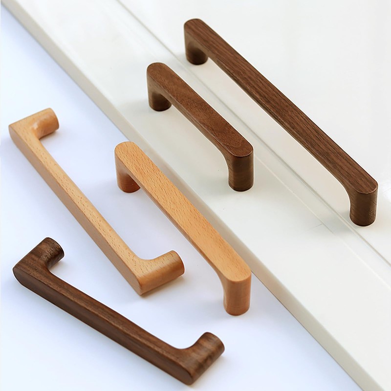 KOVNISE 2 PCS Cabinet Pulls Solid Wood Pulls Beech Original