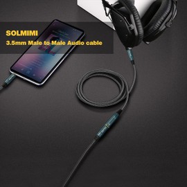SOLMIMI Aux Cable (2.4 M) 3.5mm Male to Male Stereo Audio Cable Aux Cord for Car, Headphones, Home Stereos, Speakers, Smartphone, Pad [Hi-Fi Sound, Nylon Braided]- Jade Green