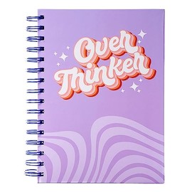 NPW Good Vibes Overthinker Notebook Spiral Bound Journal, Sparkle and Groovy Journal with a Durable, and Reflective Cover - 100 Lined Pages