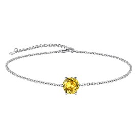 Suplight 925 Sterling Ankle Bracelets for Women Girls Beach Anklet Citrine Birthstone Anklet Bracelets