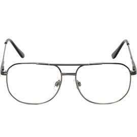 "The Intellectual" Metal Clear Bifocal Aviator Reader, Cheaters Reading Glasses, Men Women (Gunmetal, 1.25, x)