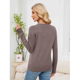 YYIDATON Women Crew Neck Wool Blend Jumpers Casual Basic Long Sleeve Pullover Sweater Tops (Coffe, Large)