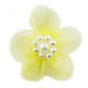 HAND® Light Yellow Organza Flower Sew On Trims with Pearl