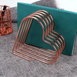 LeMall Rose Gold Heart Shaped File Holder Book Rack Desk Book Storage Rack Telescopic Files Folder Stand Organizer Magazine Organizer for Document Folder Decor Home Office
