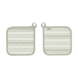Ulster Weavers - Sage Gingham Pot Mat/Pot Holder (21 x 21cm) - 100% Cotton - Cotton Trivet with Stripes - Striped Green Pot Mat in Blue - Trivets for Hot Pans - Sage Kitchen Accessories
