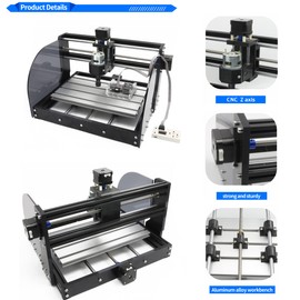 RATTMMOTOR CNC Wood Router Machine Kit 3 Axis GRBL Control DIY Mini CNC Engraver Carving Milling Machine+Offline Controller+775 Spindle Motor ER11 for Cutting Acrylic PVC PCB Plastic Wood