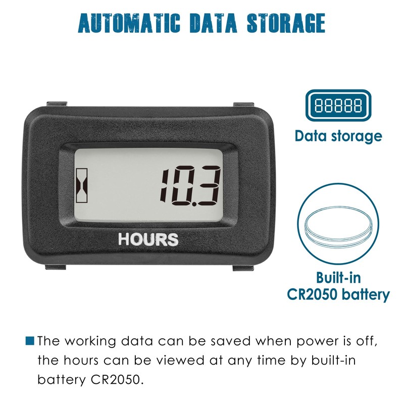 Runleader Digital Hour Meter for Maintenance,AC/DC 5V to 277V for