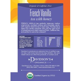 Davidson's Organics, French Vanilla, 8-count Tea Bags, Pack of 12