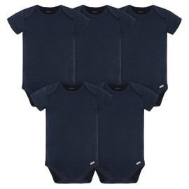 Gerber Baby 5 Pack Onesies Multi-Packs Bundle Interlock 180 gsm, Navy, 18 Months