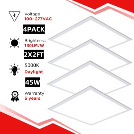 WYZM 2x2 Feet LED Troffer Light- 5800 Lumen - 45Watt Troffer Light - 5000K - Dimmable